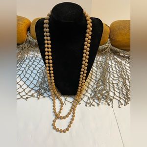Womens Tan bead 56 inch Necklace with a clasp